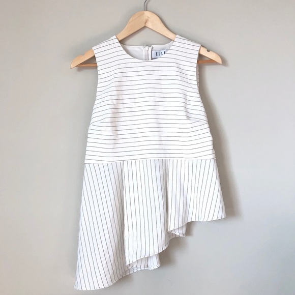 Elle Tops - Asymmetrical Peplum Blouse